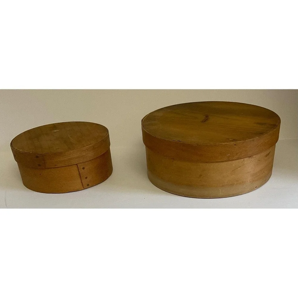 Antique Wooden Pantry Boxes Stackable Nesting Sweet Oranges Label Set of 2